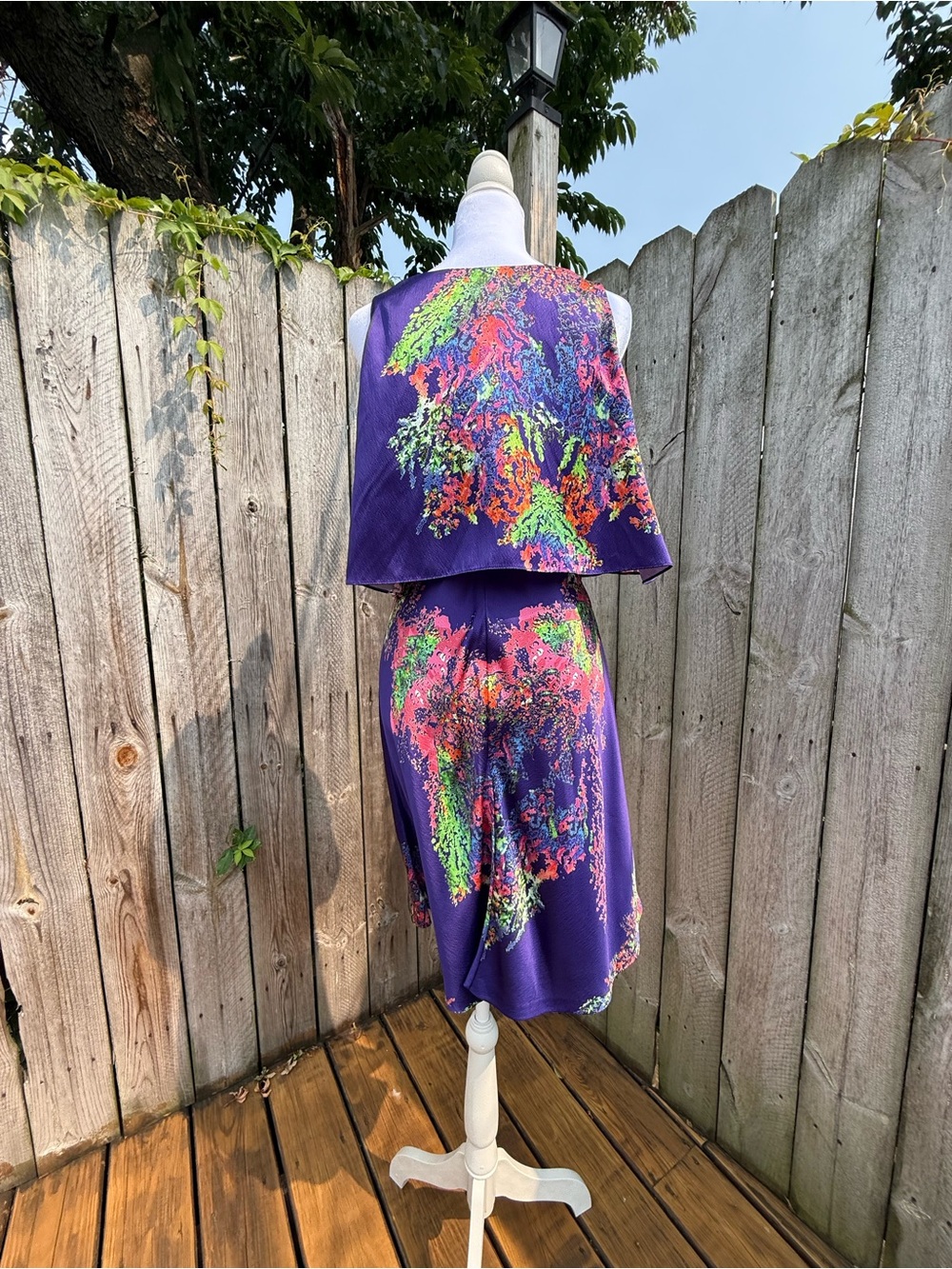 Halston Heritage Silk Dress NWT Sz 6 Purple Floral - Picture 4 of 6